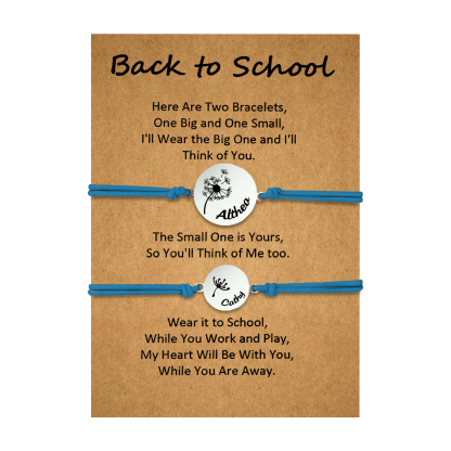 2 Pcs Dandelion Bracelet Set Custom 2 Names Adjustable Bracelets Back to School Gifts for Daughter-Jessemade AU