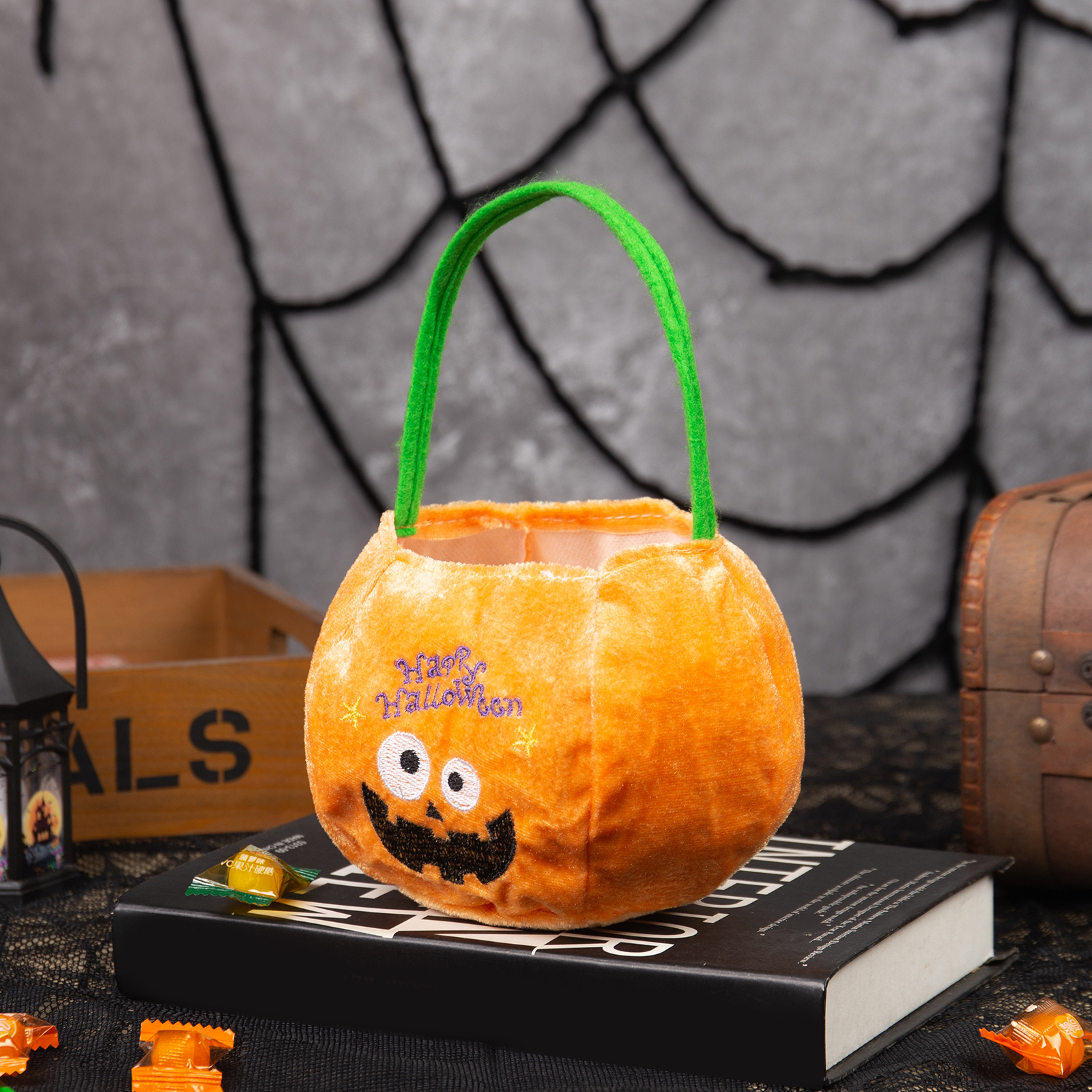 Halloween Tote Bag Custom 1 Name Pumpkin Tote Bag Halloween Candy Bag for Kids-Jessemade AU