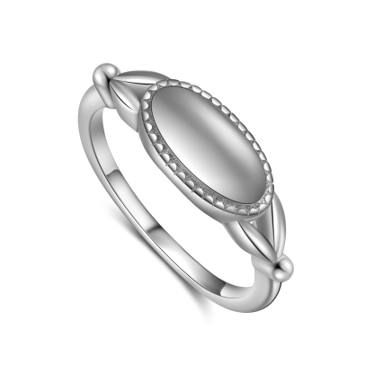 Customised 1-3 Birthflowers Ring Personalised Oval Plaque Ring Gifts for Her-Jessemade AU