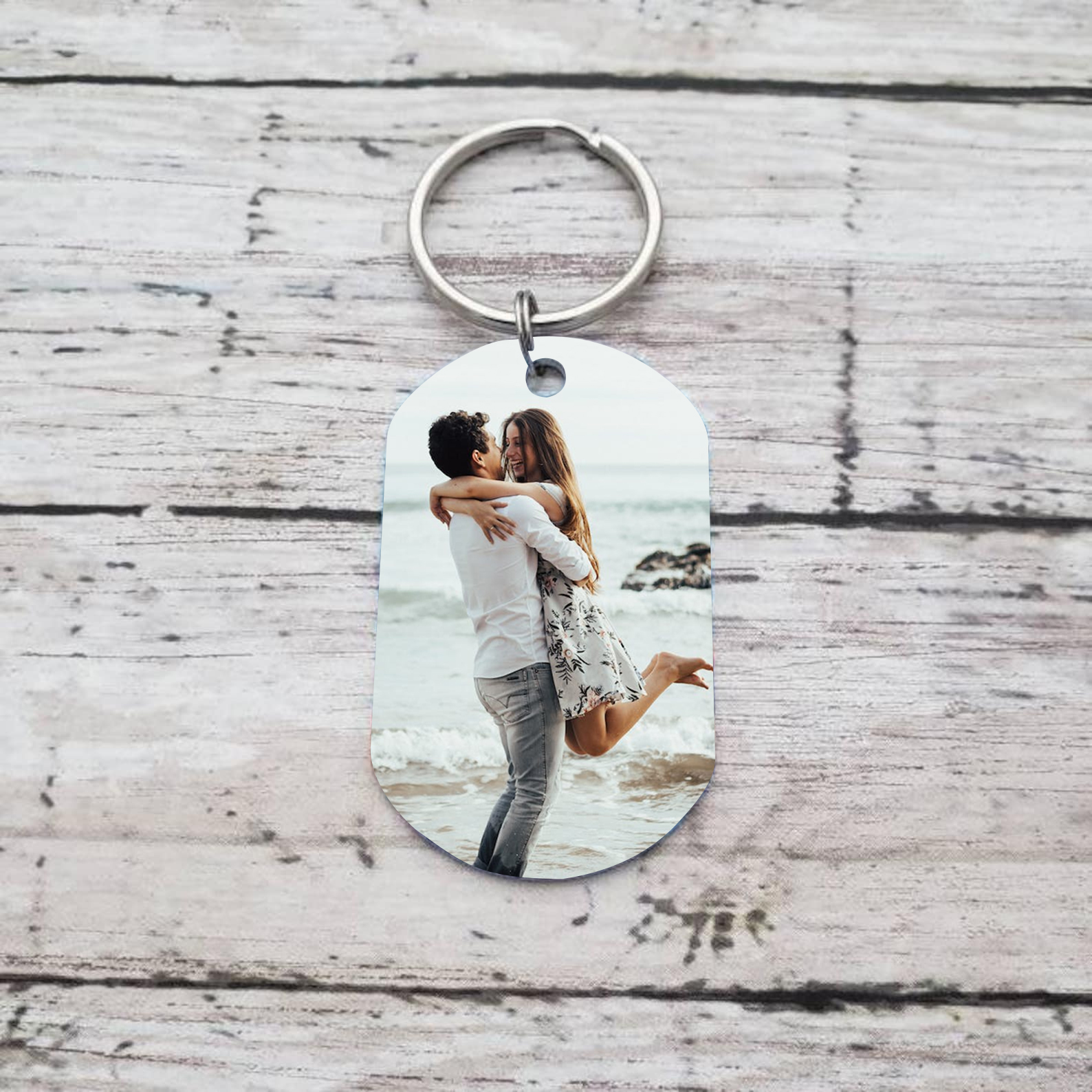 To My Love/Man Couple Keychain Custom Photo Stainless Steel Keyring Valentine's Day Gift for Couples-Jessemade AU