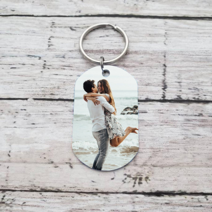 To My Love/Man Couple Keychain Custom Photo Stainless Steel Keyring Valentine's Day Gift for Couples-Jessemade AU