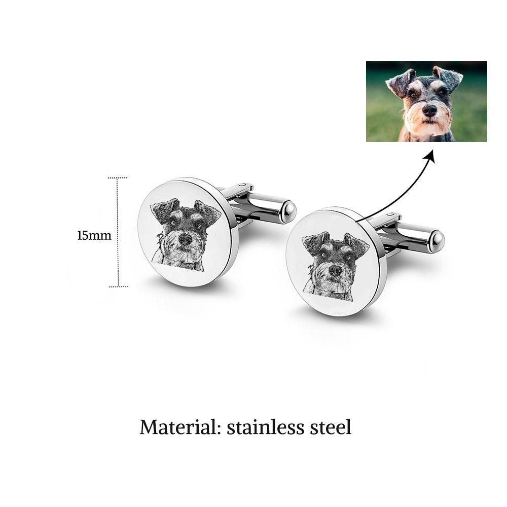 Personalised Men's Cufflinks Custom 2 Photos Circle Metal Cufflinks Pet Photo Memorial Gift-Jessemade AU