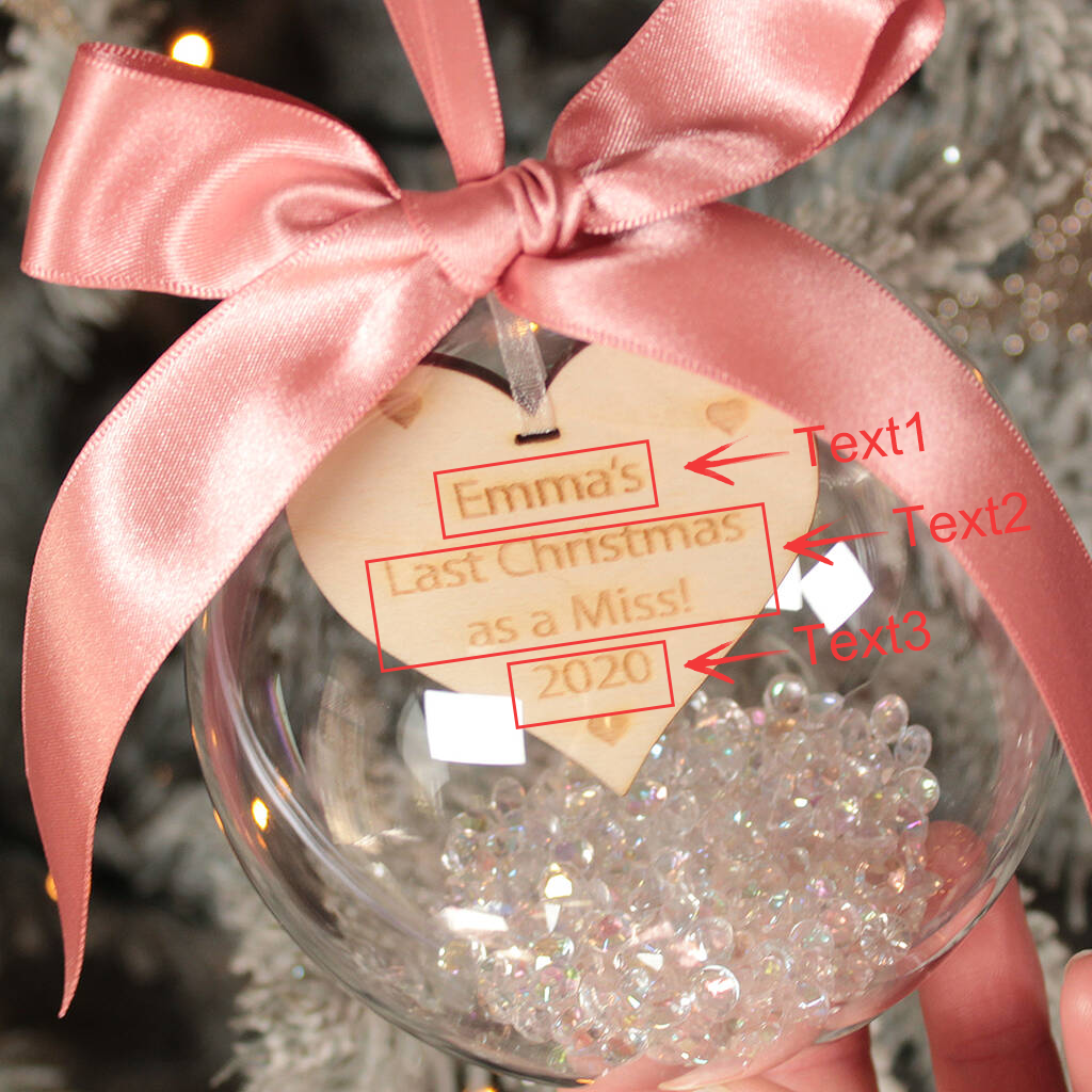 Personalised Heart Ball Ornament Custom 1st Christmas Bauble Gifts-Jessemade AU