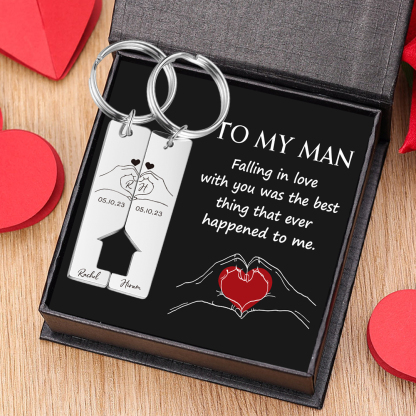 To My Man/Woman Keyring Custom 2 Letters & 2 Dates & 2 Names Couple Keychain Valentine's Day Gift for Couples-Jessemade AU