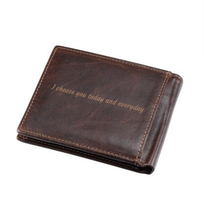Men Wallet Personalised Monogram Genuine Leather Wallet Father's Day Gift-Jessemade AU