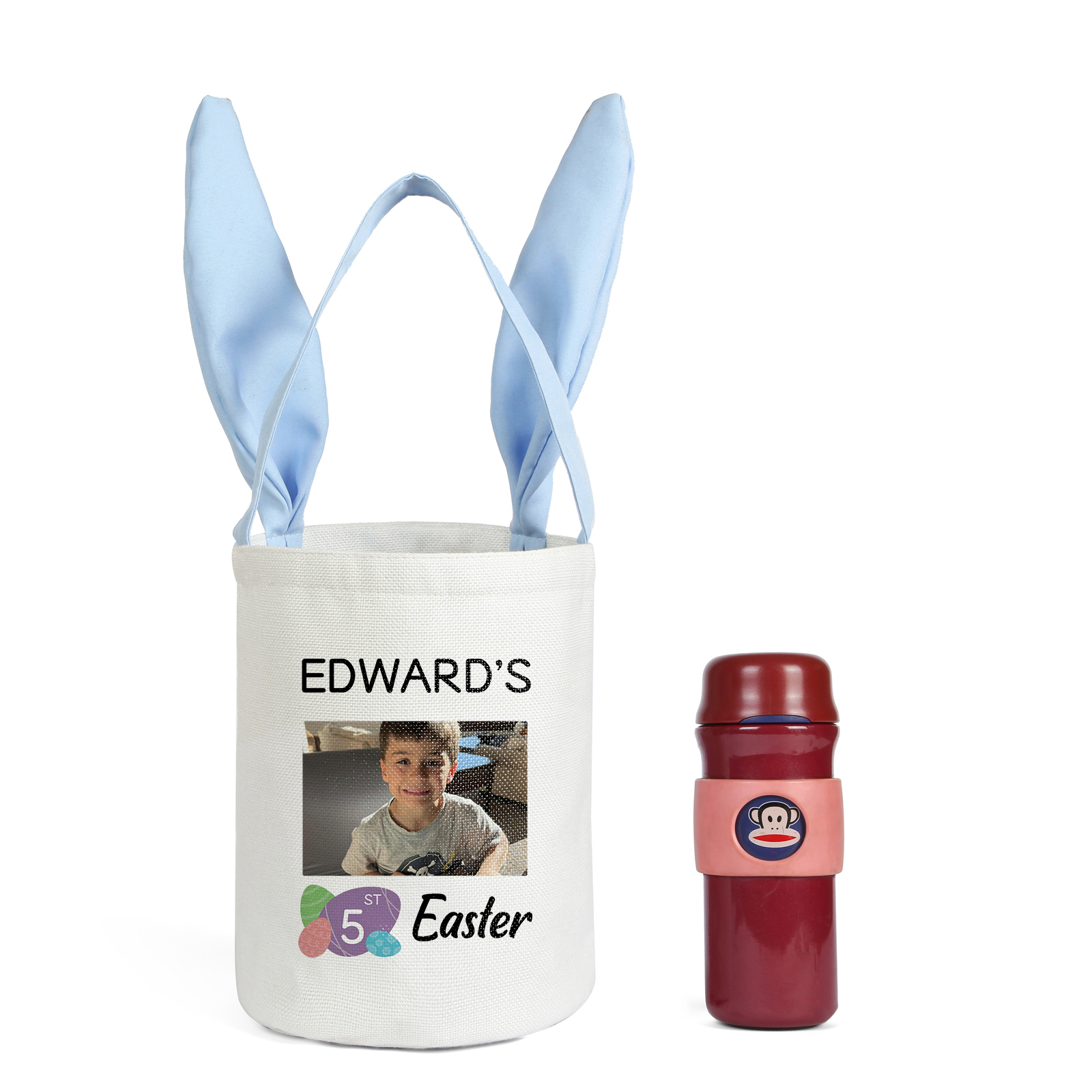 Personalised Photo Bunny Tote Bag Custom Name & Text & Number Bucket Bag Bunny Basket Easter Gifts-Jessemade AU