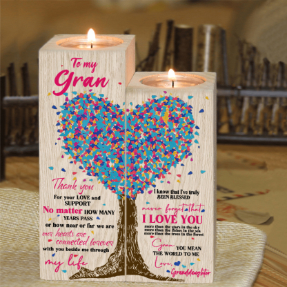 To My Grandma/Nanny/Nan Family Tree Candle Holder You Mean The World To Me Wood Candlesticks Gifts for Grandma-Jessemade AU