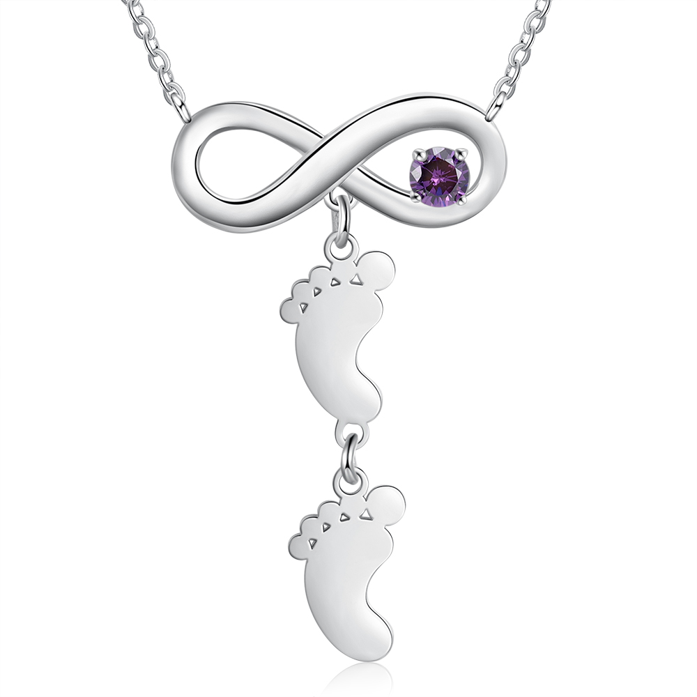 Mother's Day Gifts Personalised Infinity Baby Feet Mother Necklace Engraved 2 Names Necklace Gifts For Mom-Jessemade AU