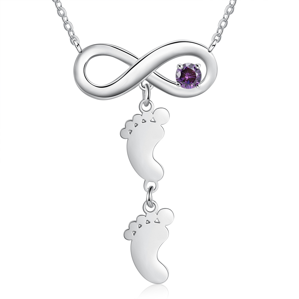 Mother's Day Gifts Personalised Infinity Baby Feet Mother Necklace Engraved 2 Names Necklace Gifts For Mom-Jessemade AU