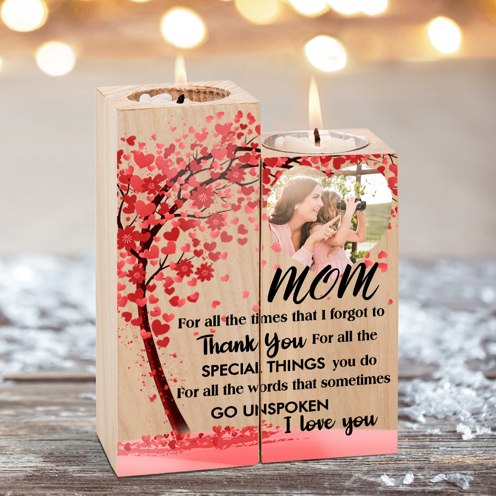 Personalised Photo Candle Holder Wooden Candlestick Gifts For Mom - For All The Times I Forgot To Thank You-Jessemade AU