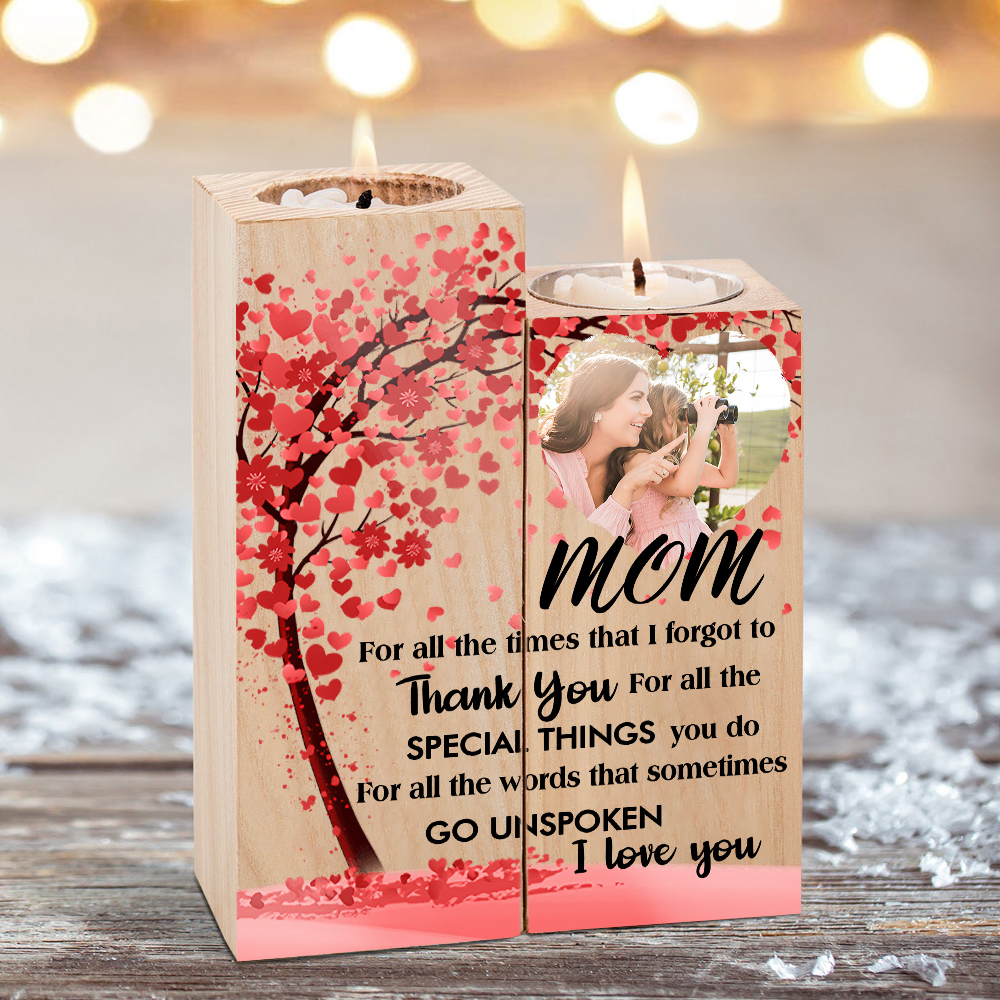 Personalised Photo Candle Holder Wooden Candlestick Gifts For Mom - For All The Times I Forgot To Thank You-Jessemade AU