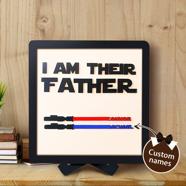 Personalised Star Wars Sign Father's Day Gifts - I AM THEIR FATHER - Wood Sign with 2 Names-Jessemade AU