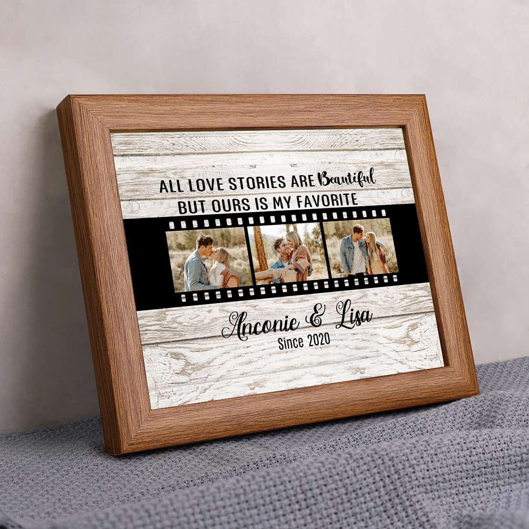 Personalised Couple Photos Frame Custom 2 Names & Date Frame Anniversary Gift For Him/Her - All Love Stories Are Beautiful, But Ours Is My Favourite-Jessemade AU