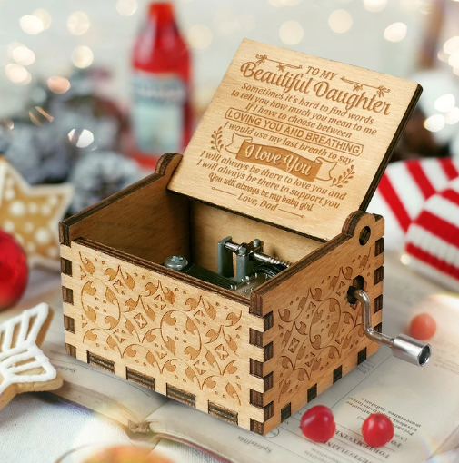 To My Daughter-Exquisite Wooden Music Box From Dad To Daughter-Jessemade AU