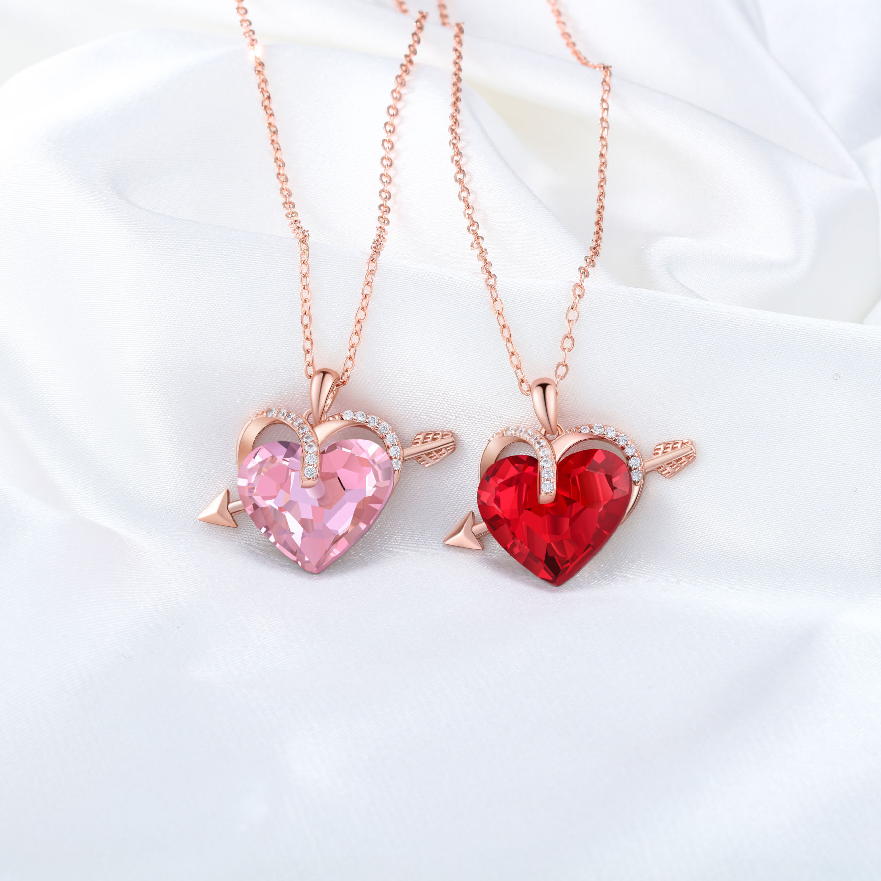 Heart-shaped Crystal Necklace Birthstone Necklace Gifts For Her-Jessemade AU