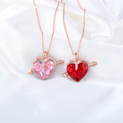 Heart-shaped Crystal Necklace Birthstone Necklace Gifts For Her-Jessemade AU