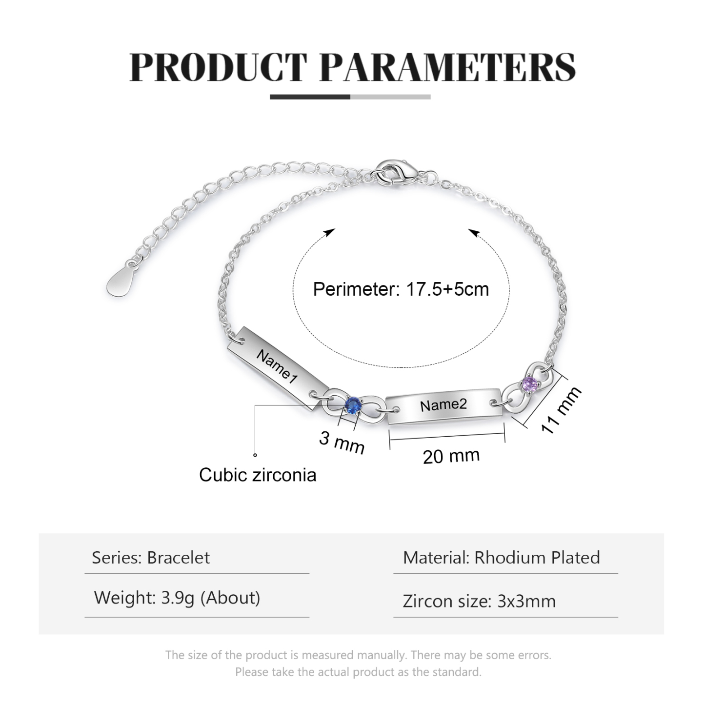 Custom Infinity Bracelet with Birthstones Engraved 2 Names Gifts for Mom-Jessemade AU