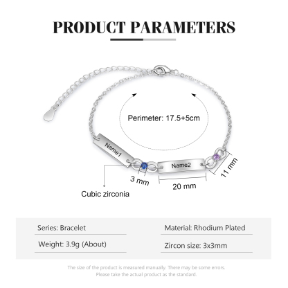 Custom Infinity Bracelet with Birthstones Engraved 2 Names Gifts for Mom-Jessemade AU