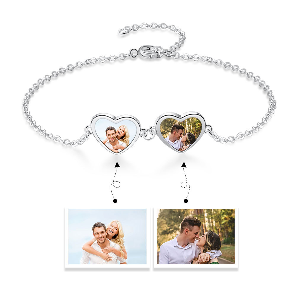 Personalised Heart Photo Bracelet Custom Photo Bracelet Gifts For Her-Jessemade AU