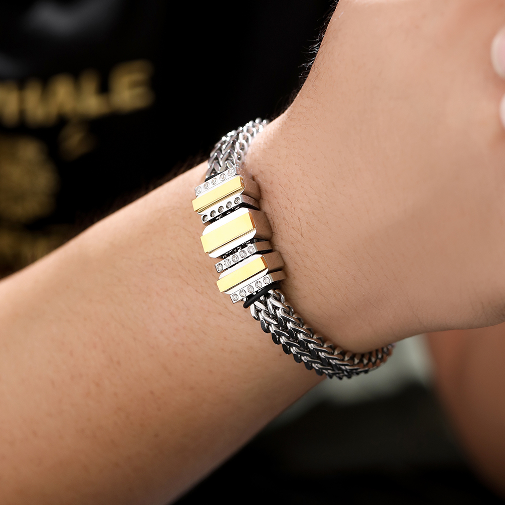 Mens Bracelet with Customised Beads Personalised Cuban Chain Bracelet Engraved 3 Names-Jessemade AU