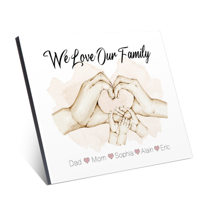 Personalised Heart Holding Hands Picture Board Custom 5 Names Family Keepsake Wood Signs Photo Frame-Jessemade AU