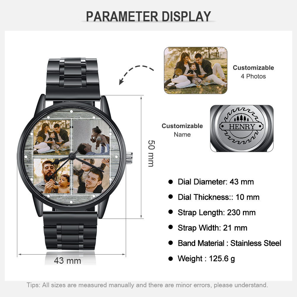 Personalised Photo Watch Custom 4 Photos Mechanical Watch Gifts for Him-Jessemade AU