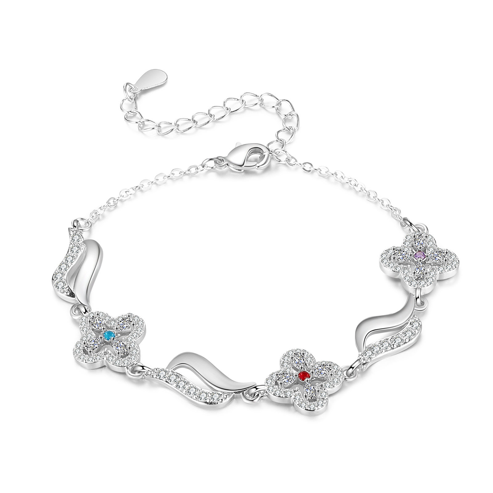 Personalised 3 Birthstones Engraved 3 Names Bracelet Women's Bracelets Birthday Gift for Her-Jessemade AU