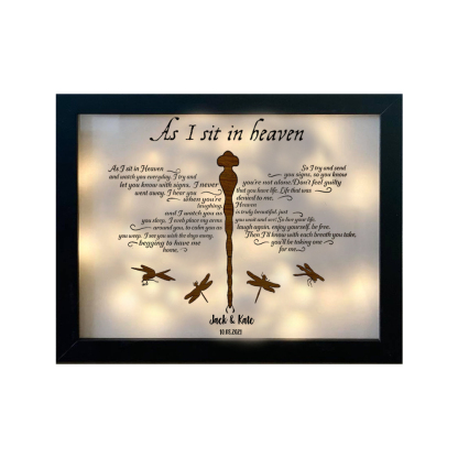 Dragonfly Frame Personalised Name and Date As I Sit in Heaven Lighted Shadow Box Memorial Gifts-Jessemade AU