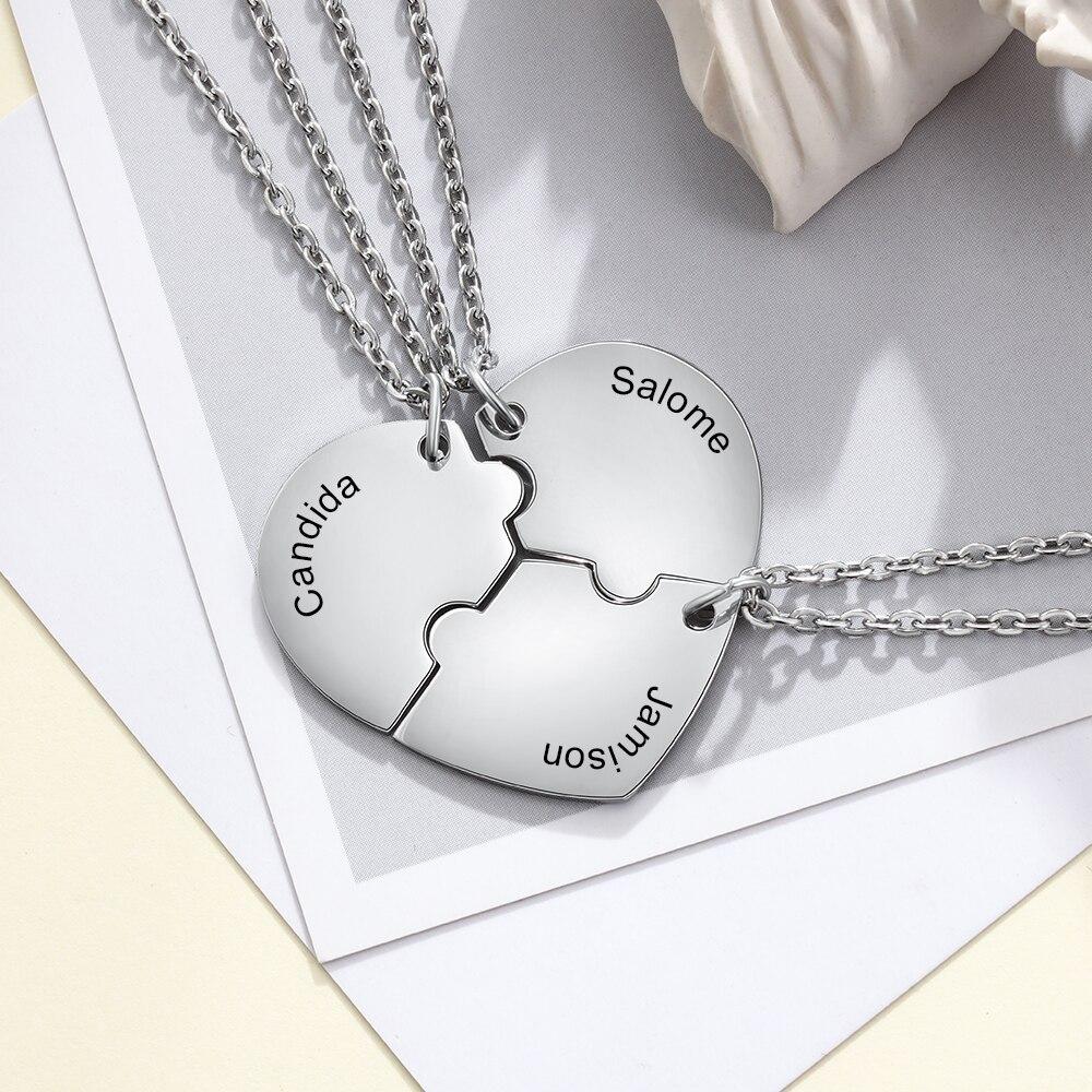 Customised Best Friends Heart Necklace With Set 3 Pieces-Jessemade AU