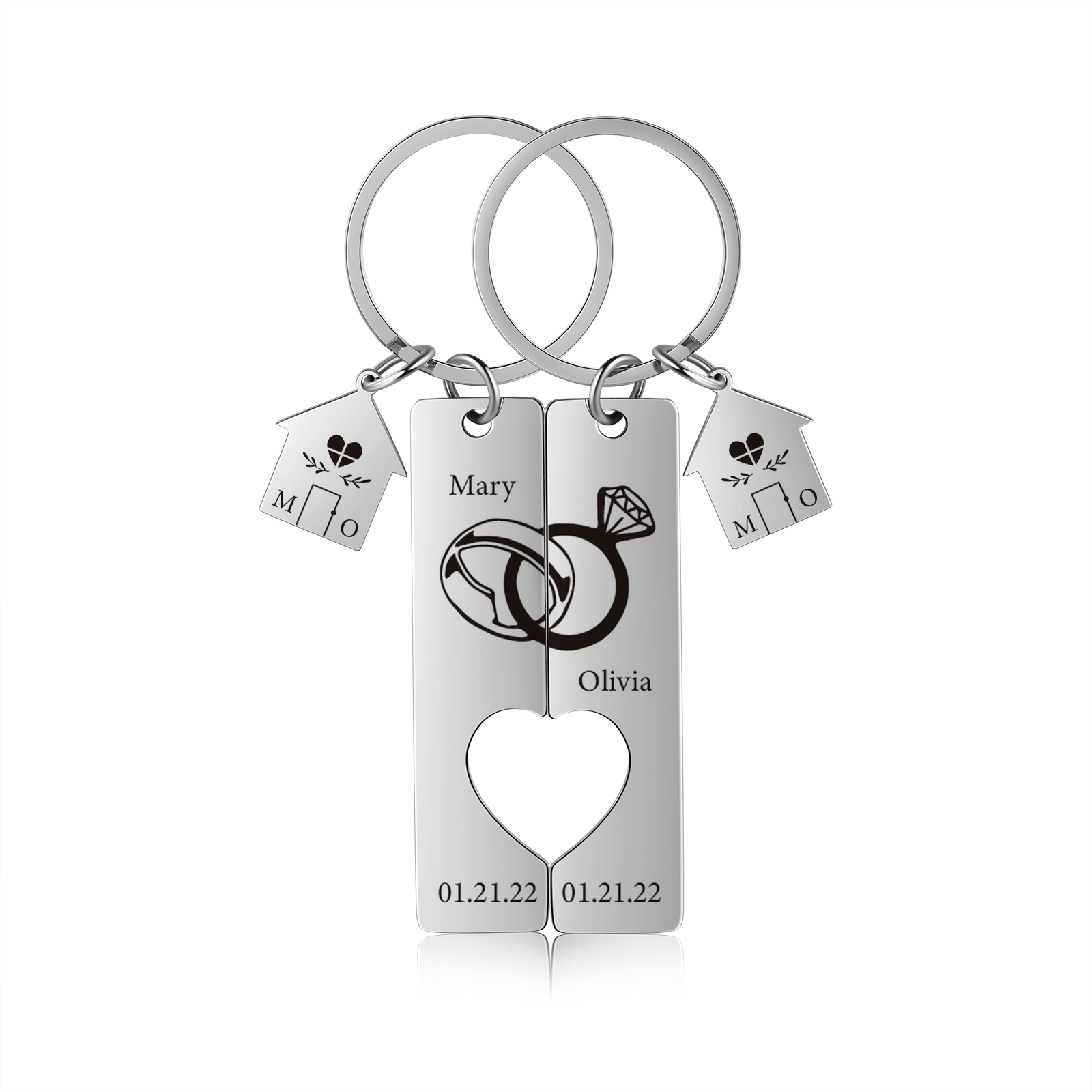 Personalised Couple Keychain Custom 2 Names & Letters & Dates Metal Keyring Matching Keychains Gifts for Couples-Jessemade AU