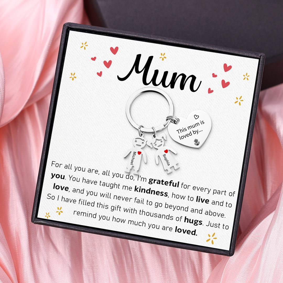 2 Names - Personalised Keychain with Kid Charm Engraved Names Keychain Mother's Day Gift for Mum-Jessemade AU