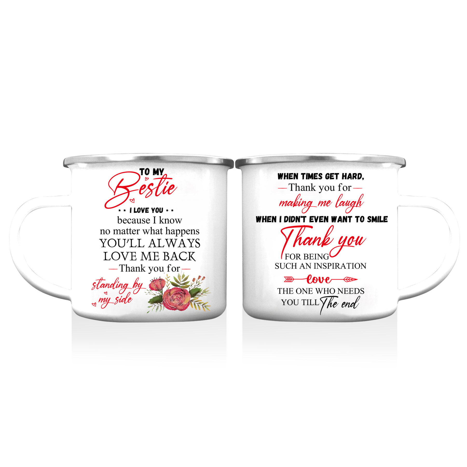 To My Bestie Mug Enamel Cup "Thank You For Standing By My Side" Gifts for Sisters/Friends-Jessemade AU