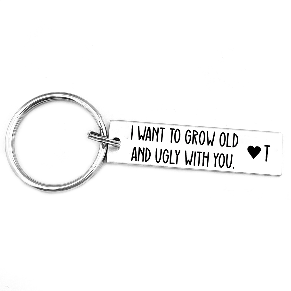Personalised Letter Keychain Funny Couple Keychain Valentine's Day Gift - I Want To Grow Old And Ugly With You-Jessemade AU