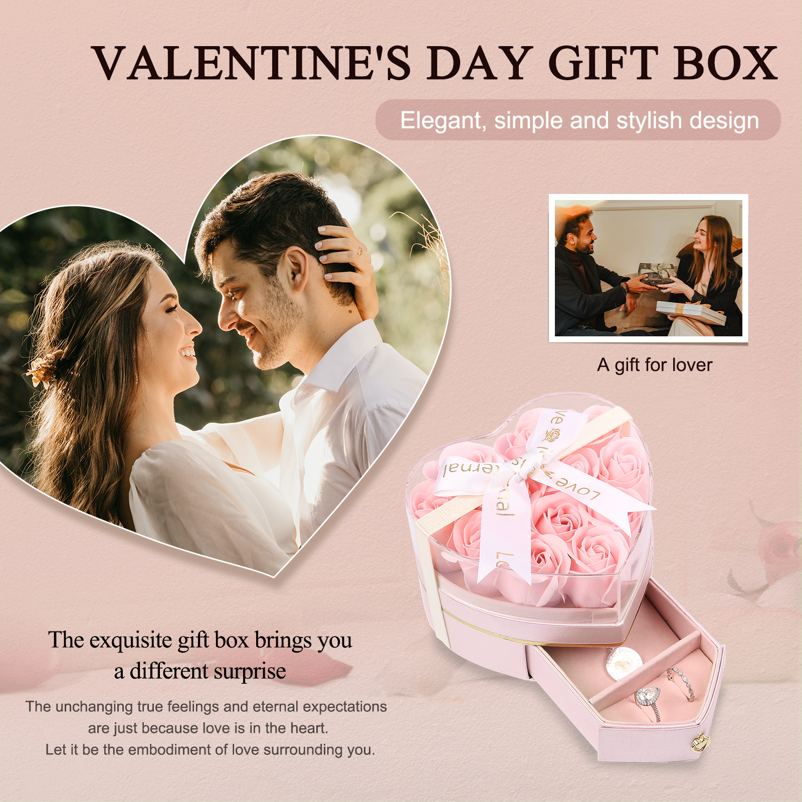 Rose Exquisite Jewelry Box Storage Box Valentine's Day Gift Packaging Box-Jessemade AU