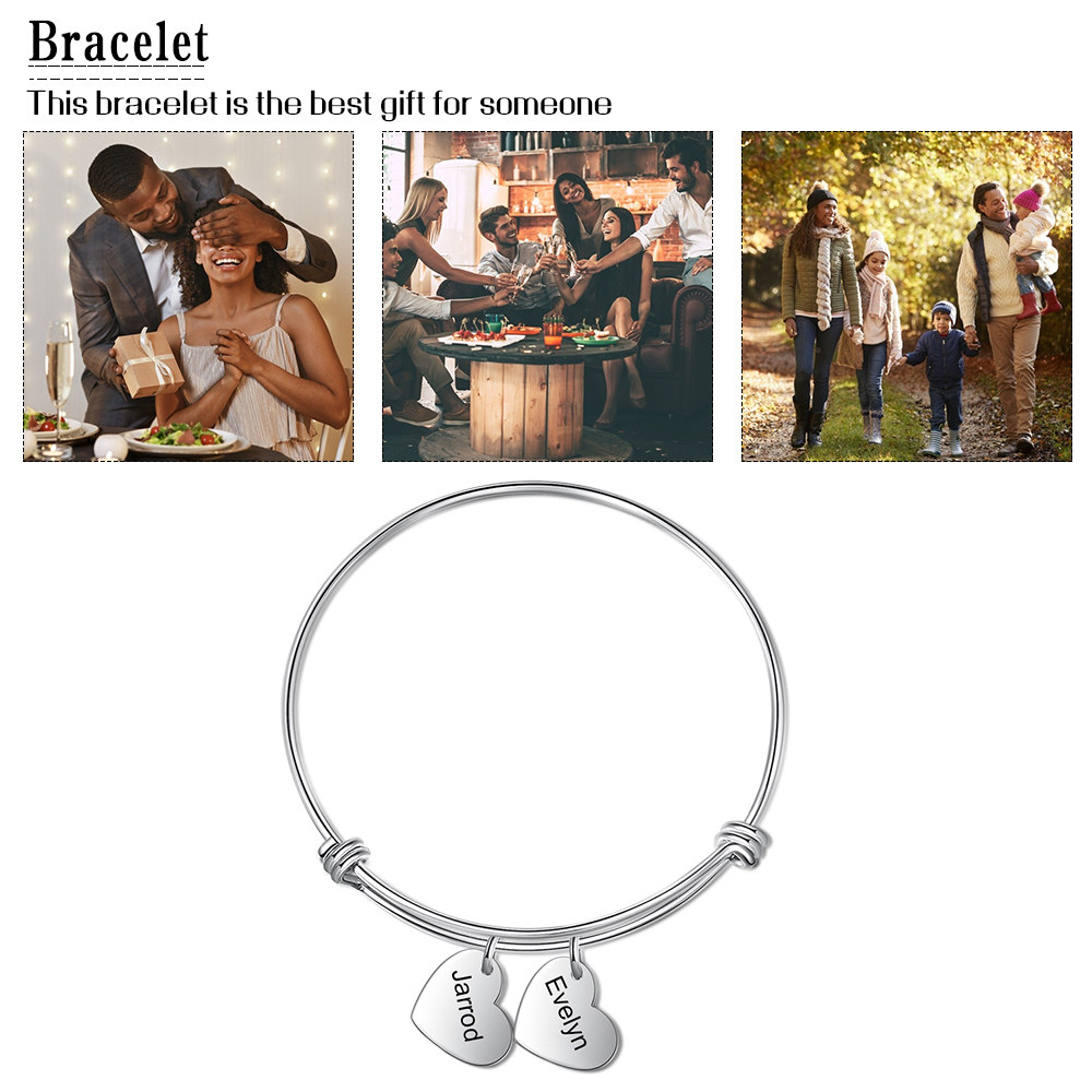 Jessemade Personalised 2 Names-Hearts Bracelet For Her-Jessemade AU