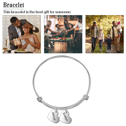 Jessemade Personalised 2 Names-Hearts Bracelet For Her-Jessemade AU