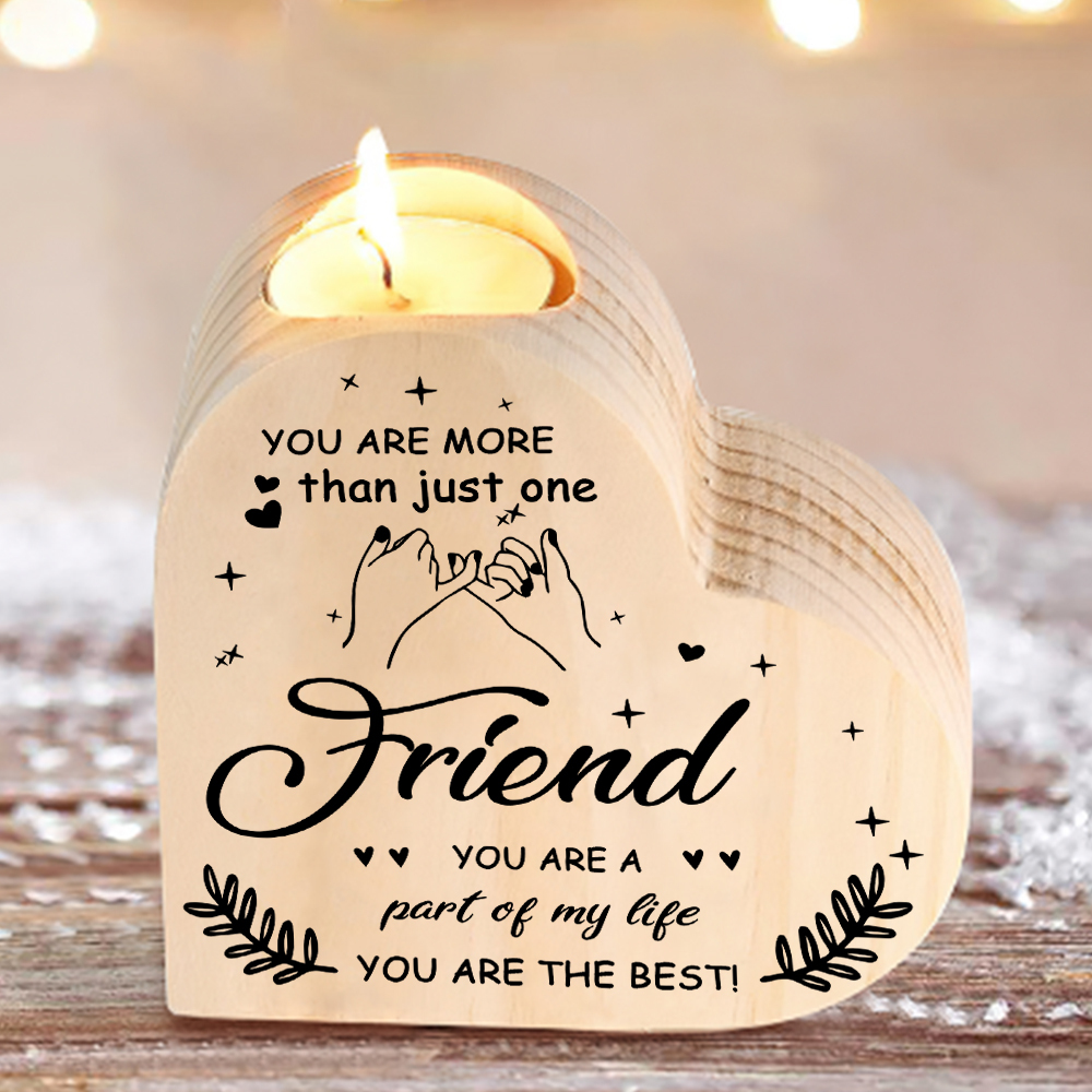 To My Friend Heart Candle Holder Wooden Pinky Swear Candlesticks - You Are More Than Just One Friend-Jessemade AU