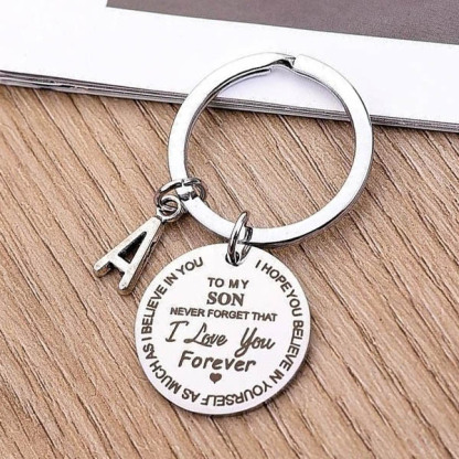 To My Son & Daughter Initial Keychain "Never Forget That I Love You Forever"-Jessemade AU