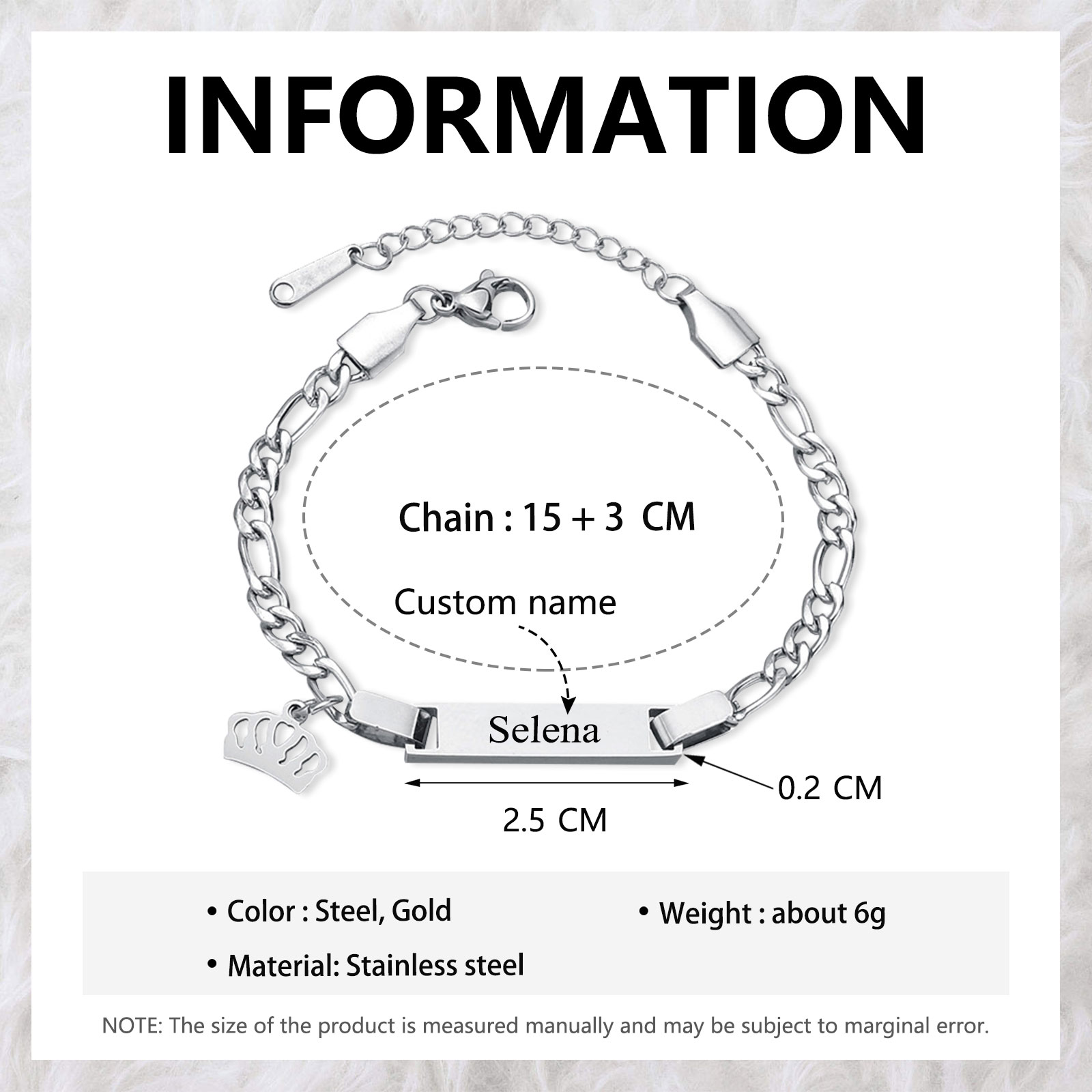 Custom Name Bracelet Personalised Crown Bracelet Cuban Chain Bracelet Love Gifts-Jessemade AU