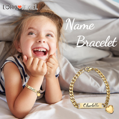 Personalised Name Bracelet Heart Charm Bracelet Customised Baby Gift-Jessemade AU