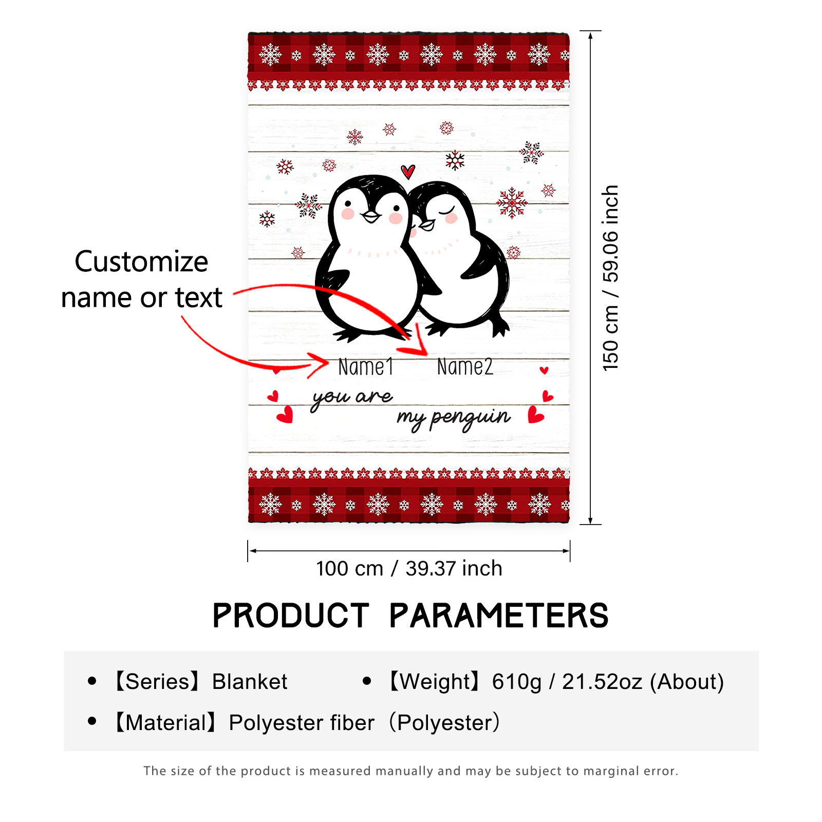 Personalised Couple Penguin Blanket Custom Name You Are My Penguin Blanket-Jessemade AU