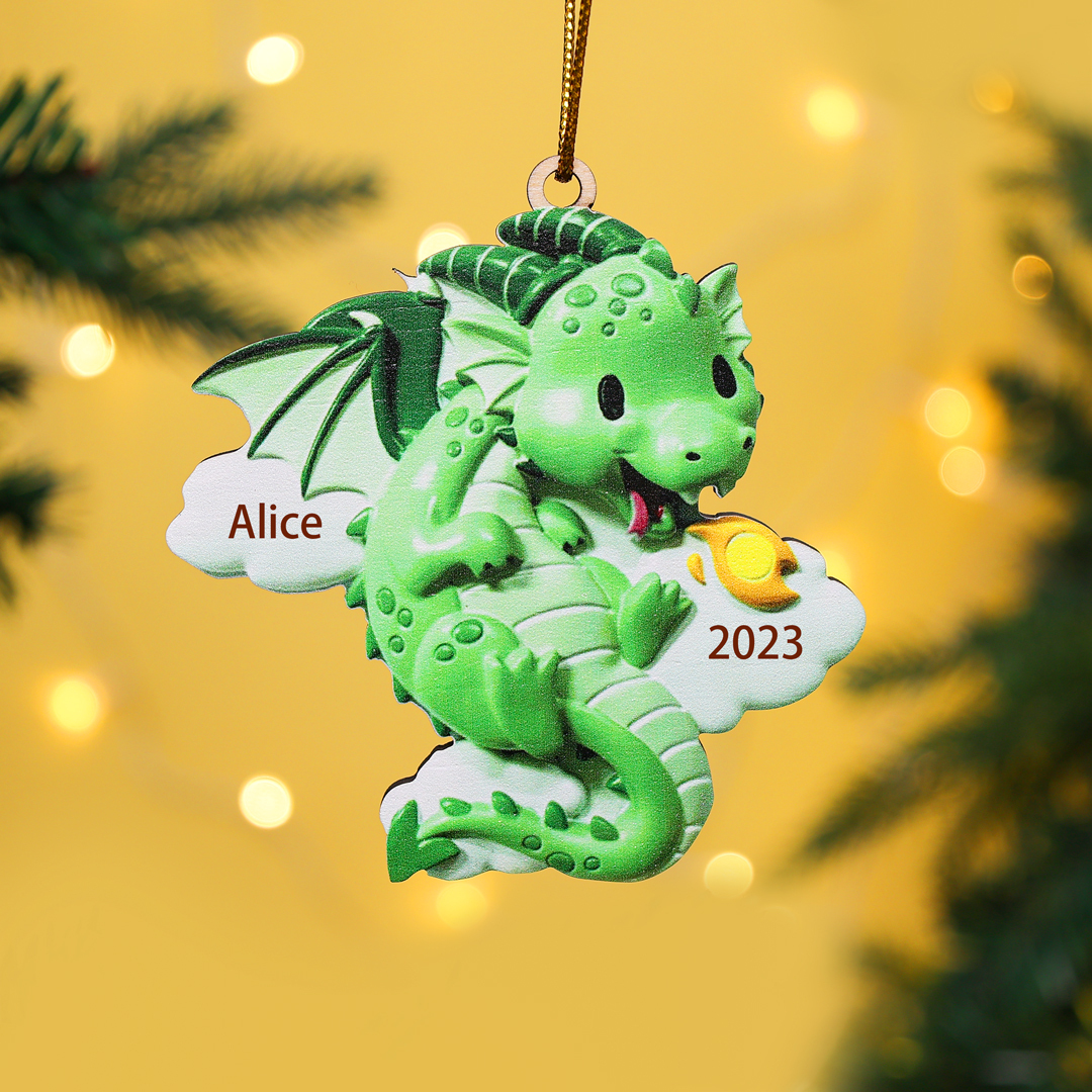 Personalised Wooden Christmas Ornaments Custom Year & Name Dinosaur Hanging Ornament Gifts for Boys Girls Babies-Jessemade AU