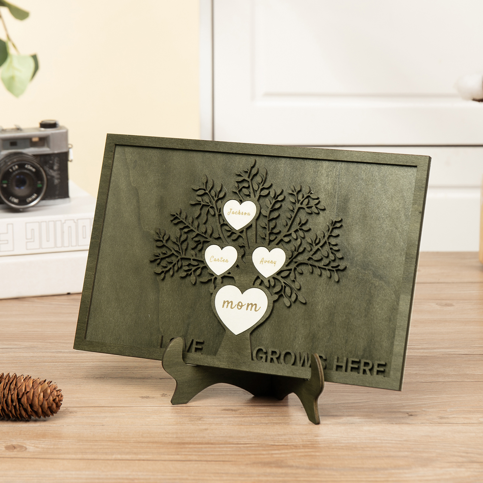 Family Tree Wood Frame Personalised Family Tree Sign Custom 4 Names Plaque-Jessemade AU