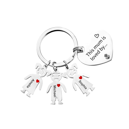 3 Names - Personalised Keychain with Kid Charm Engraved Names Keychain Mother's Day Gift for Mum-Jessemade AU
