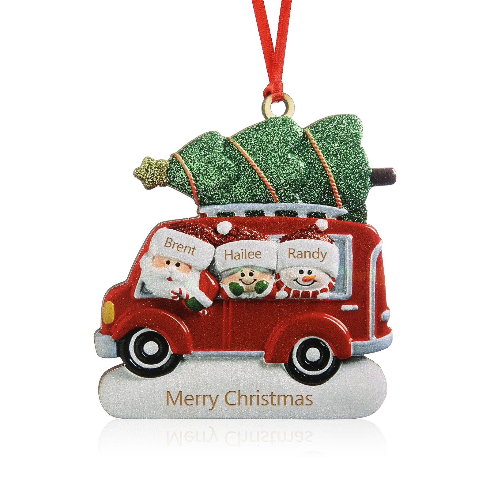 3 Names - Personalised Christmas Snowman Ornament Customised Names & Text Wooden Car Hanging Ornaments Christmas Gift for Family-Jessemade AU