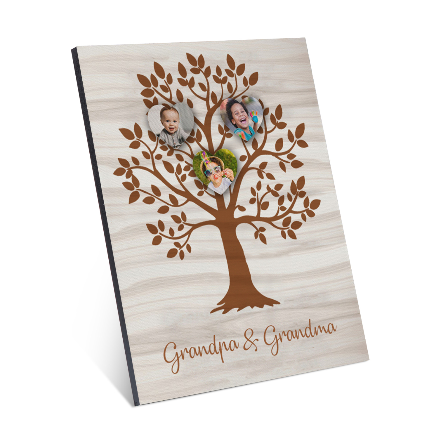 Personalised Photo Family Tree Wood Signs Engrave 3 Photos Frame-Jessemade AU