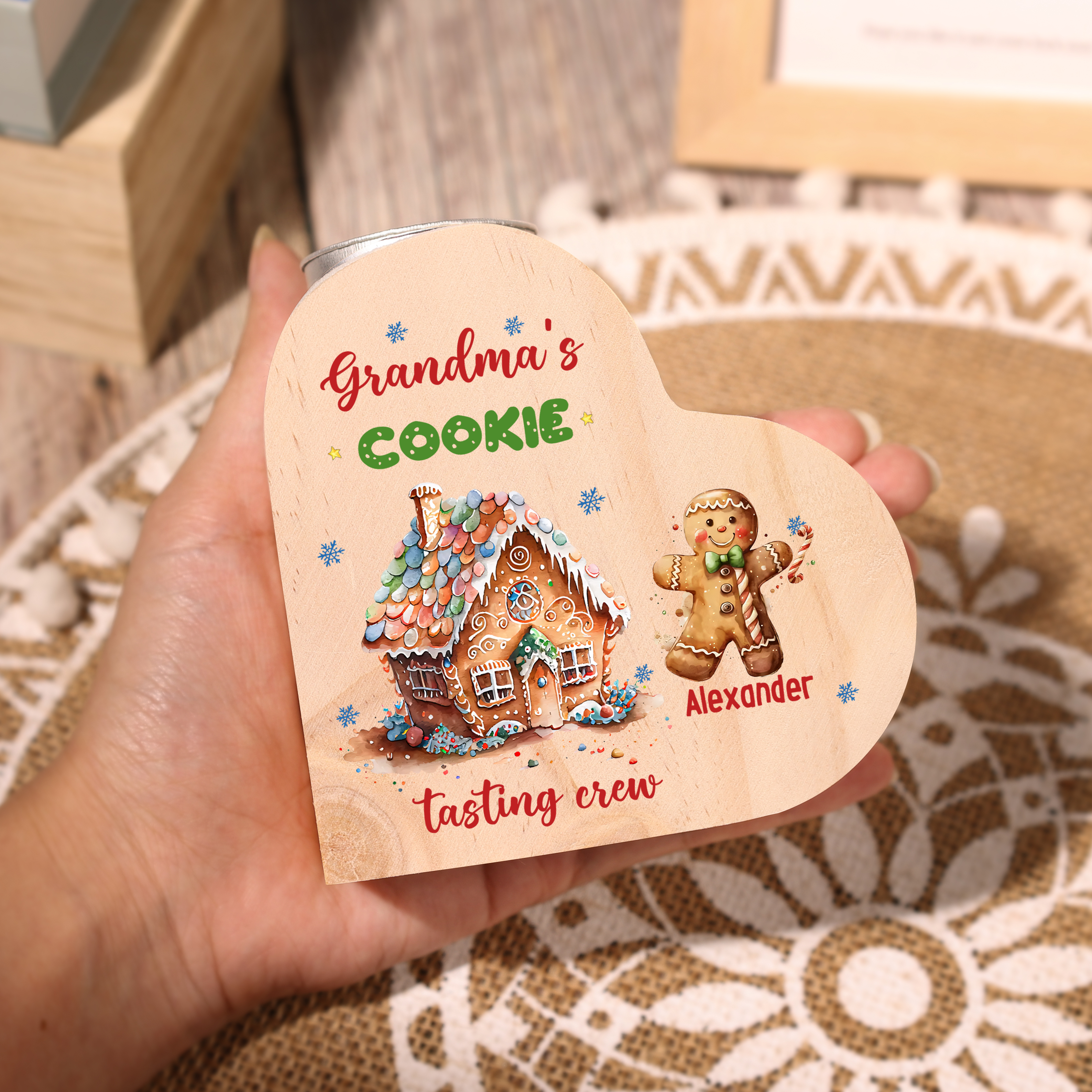 Heart-Shaped Christmas Candle Holder Engraved 2 Names Cookie Candlesticks Personalised Gift for Mum Grandma-Jessemade AU