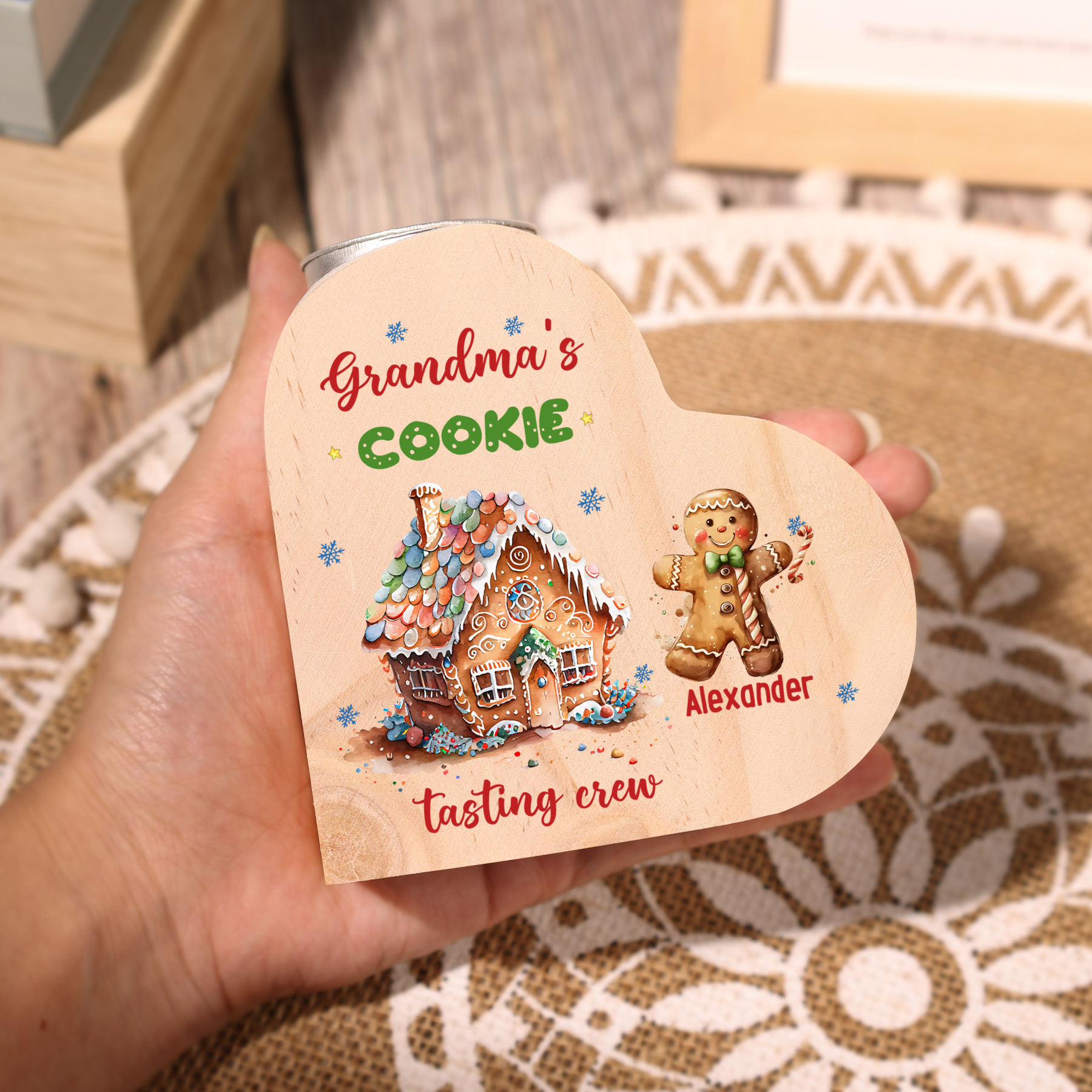 Heart-Shaped Christmas Candle Holder Engraved 2 Names Cookie Candlesticks Personalised Gift for Mum Grandma-Jessemade AU