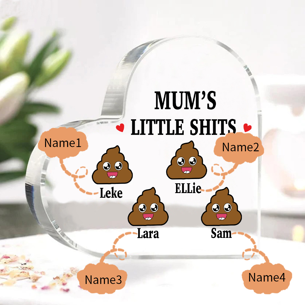 4 Names - Personalised Acrylic Heart Keepsake Custom Name Ornaments Mother's Day Funny Gifts for Mum-Jessemade AU