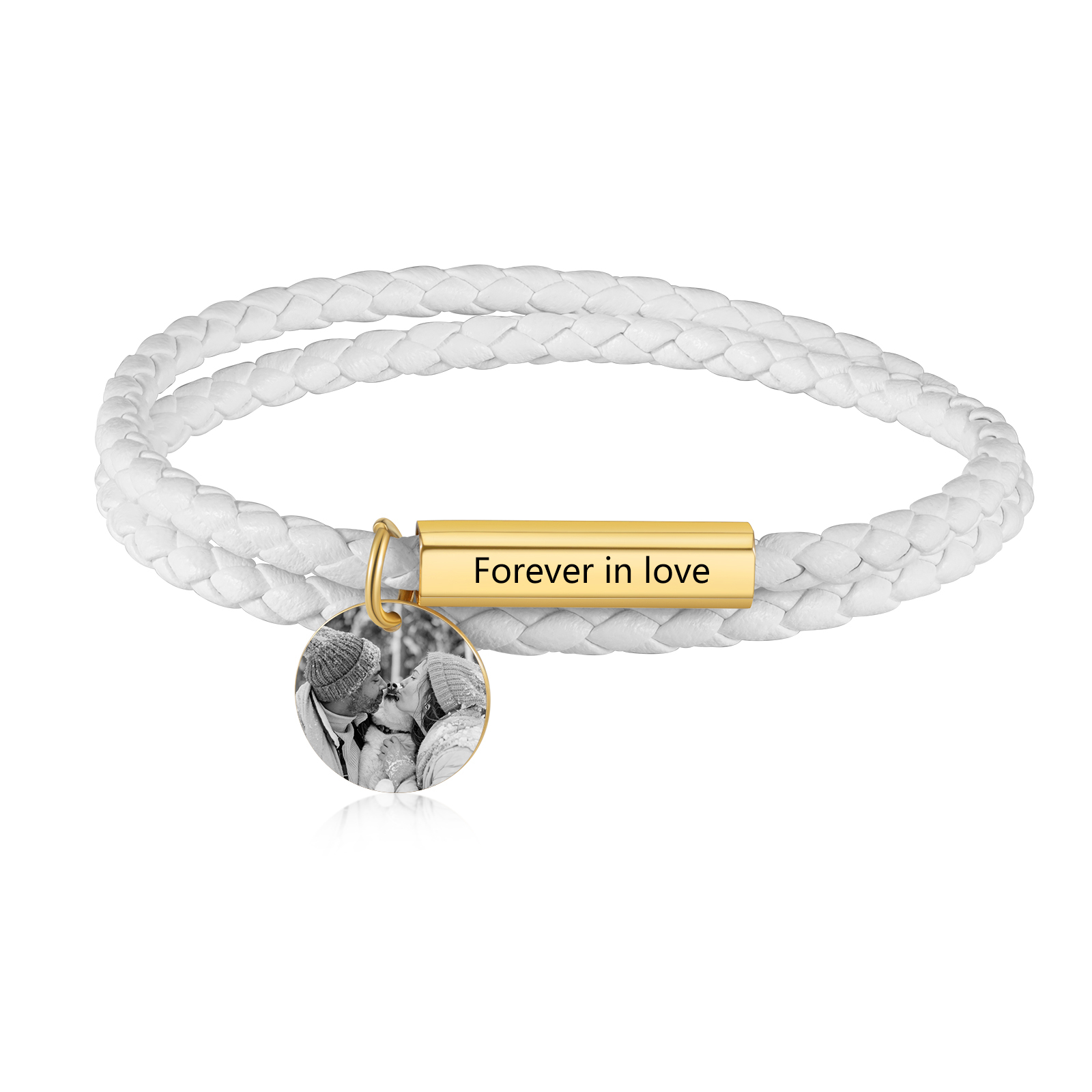 Personalised Leather Bracelet Custom Photo & Text Bracelet Couple Gift for Him/Her-Jessemade AU